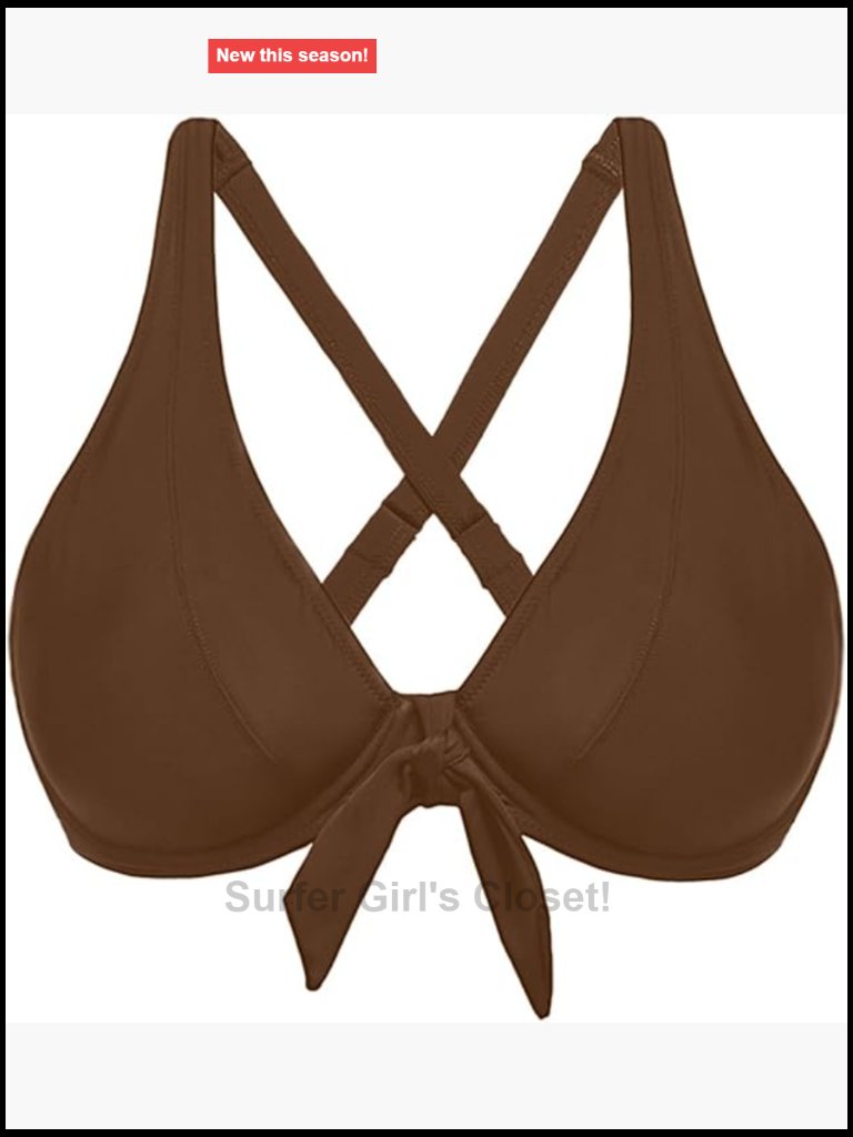 Underwire Bikini Top Only - Knot Front Push Up Swim Bra Swimsuits Top